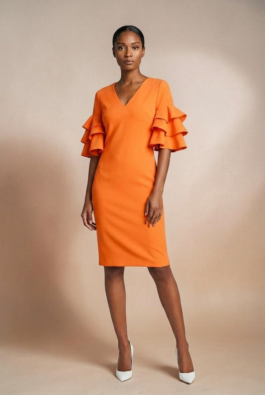 Ruffled Sleeve Dress