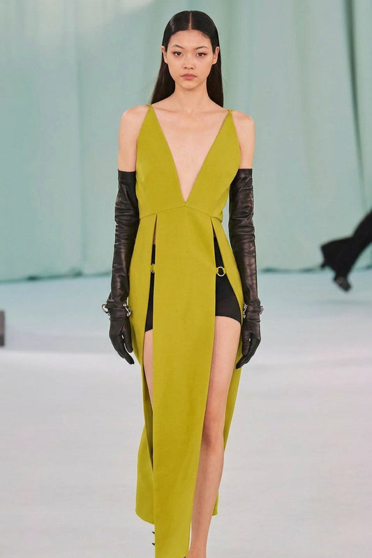 Plunge Neck Runway Gown