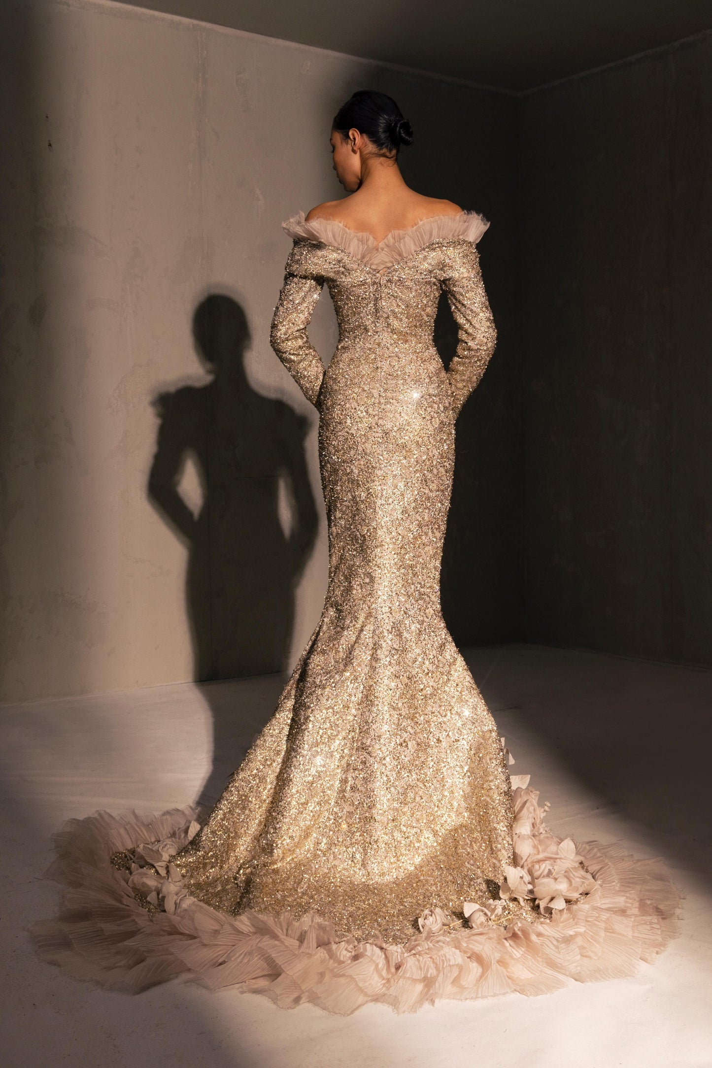Off-Shoulder Ruffle Gown