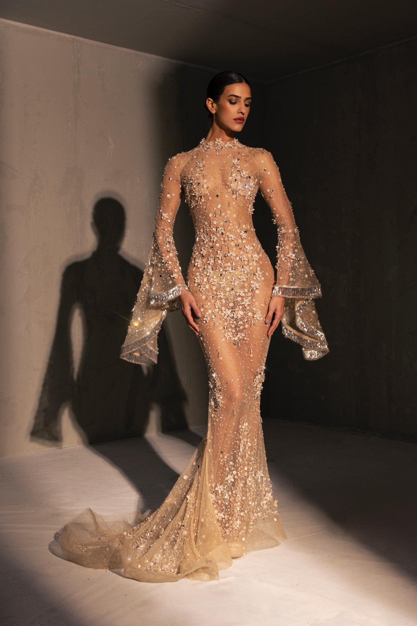 Sheer Embellished Gown