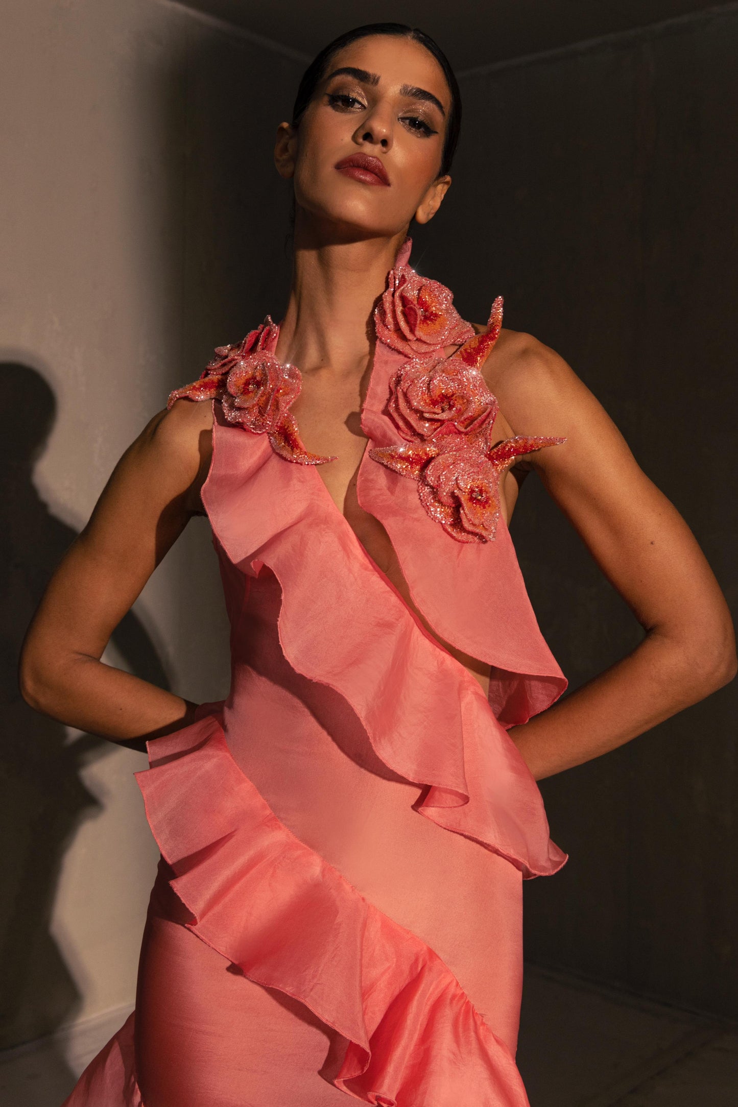 Sleeveless Ruffle Gown