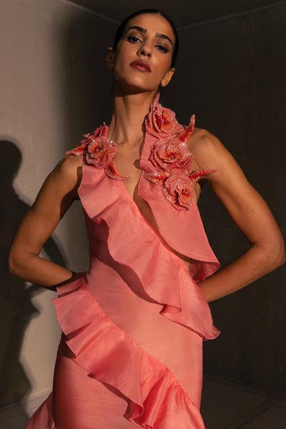Sleeveless Ruffle Gown