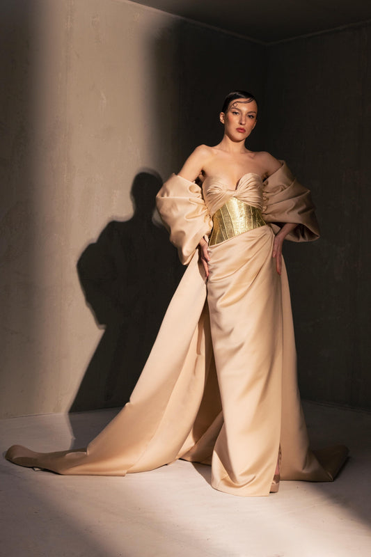 Off-Shoulder Corset Gown