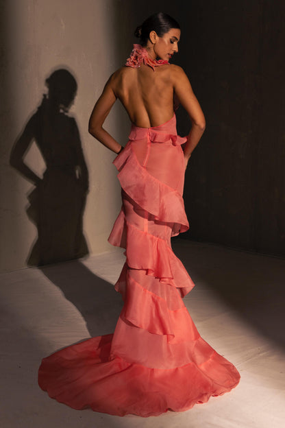 Sleeveless Ruffle Gown