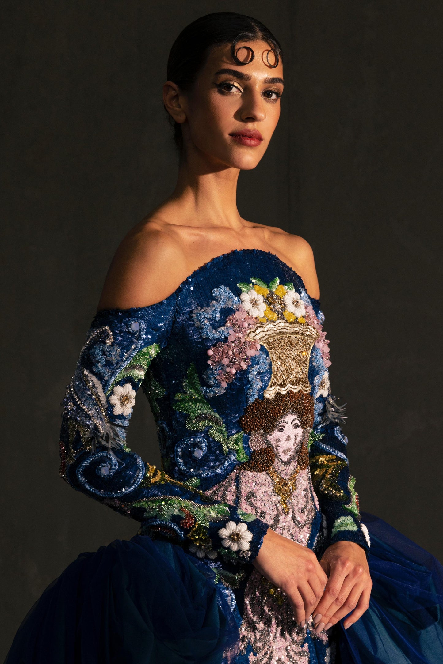 Off Shoulder Embellished Gown