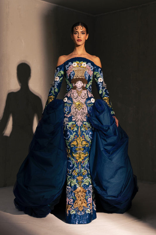 Off Shoulder Embellished Gown
