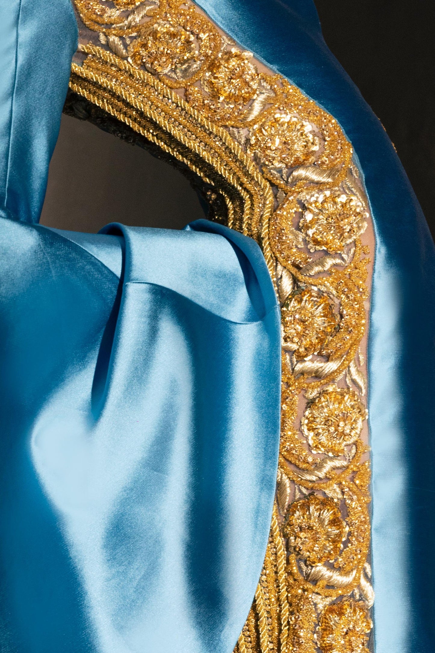 Bell Sleeve Satin Gown