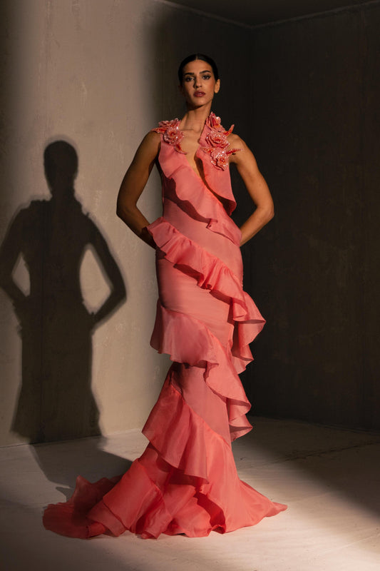 Sleeveless Ruffle Gown