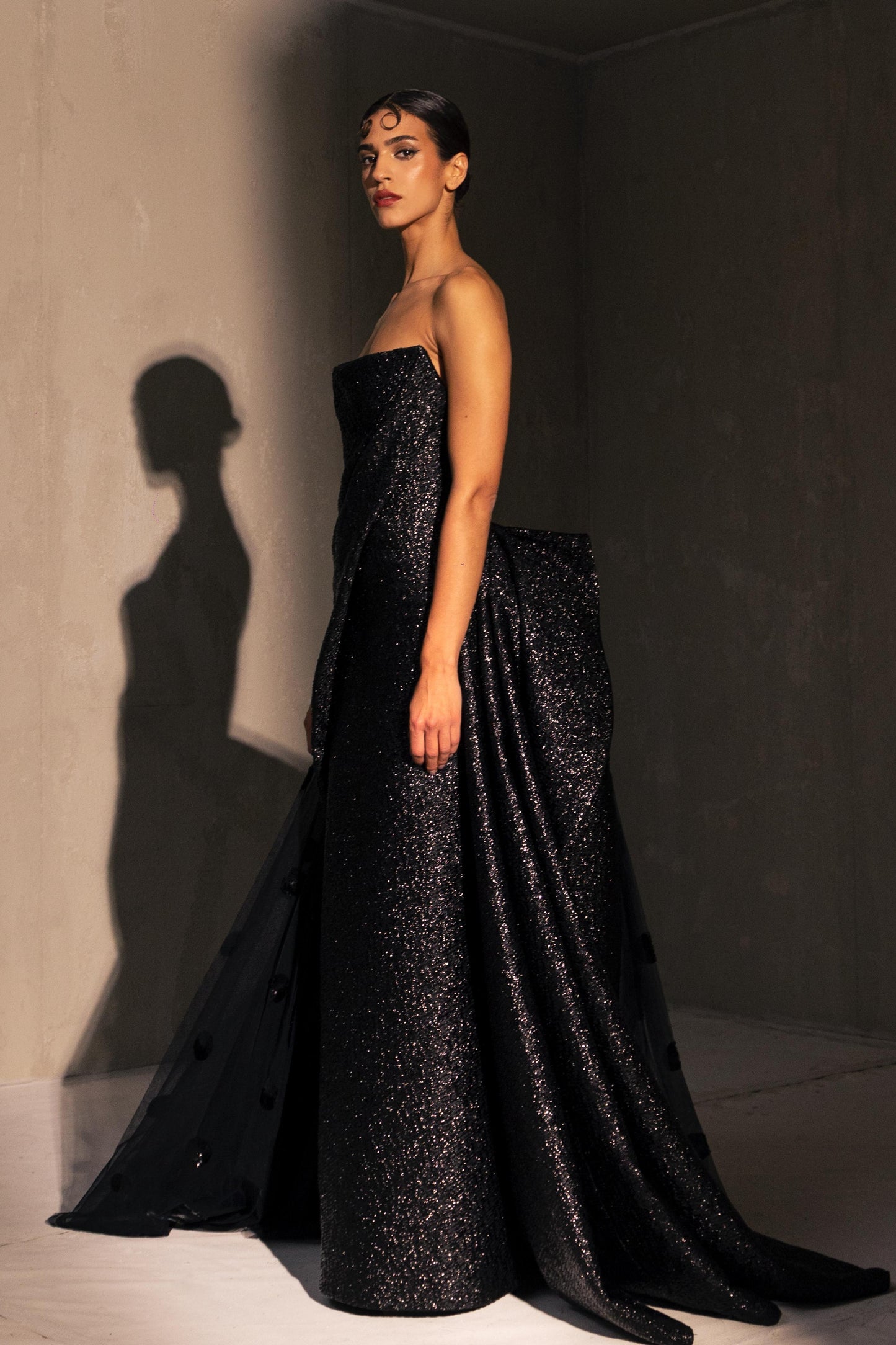 Sequin Gown with Overskirt