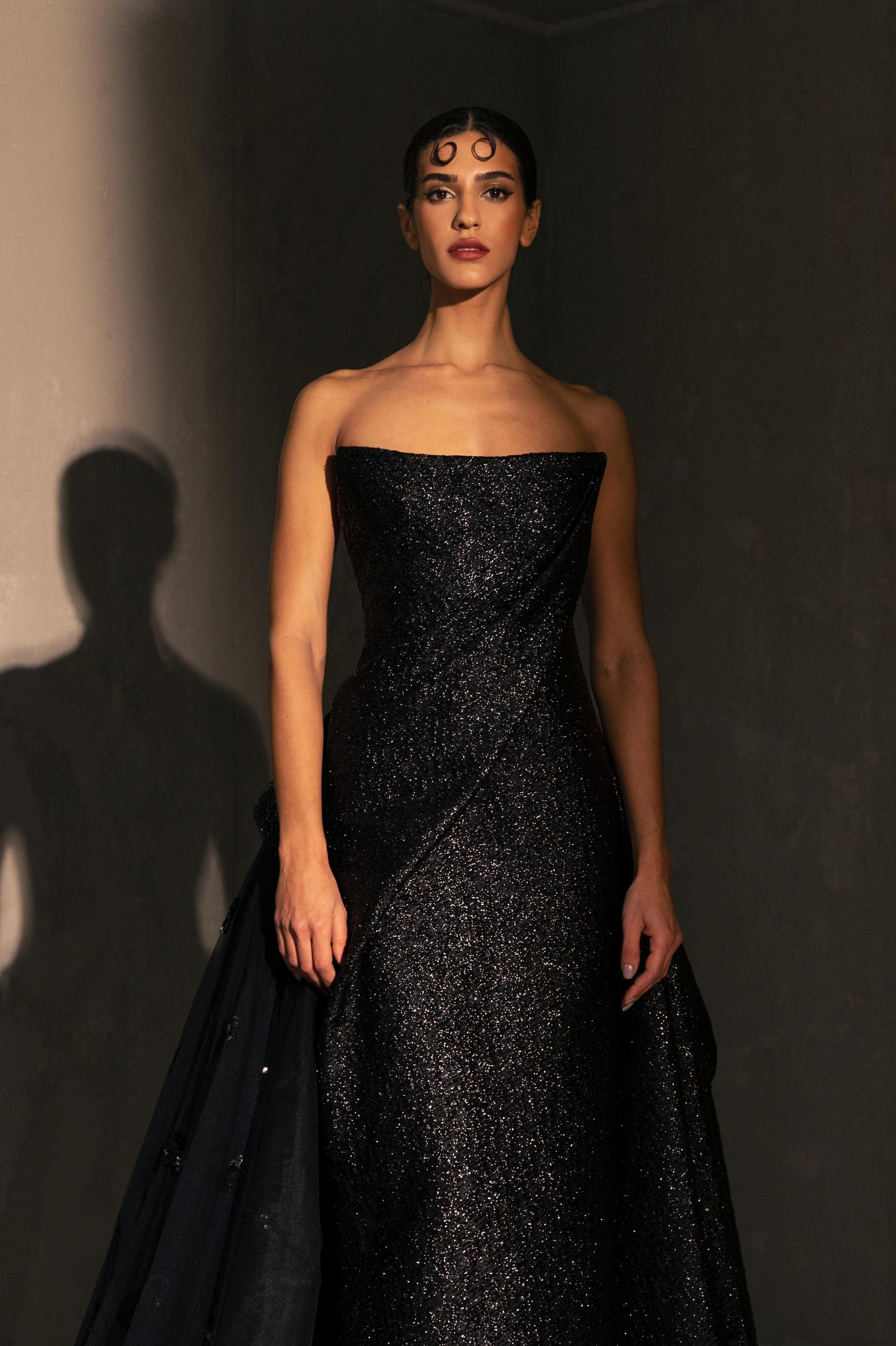 Sequin Gown with Overskirt