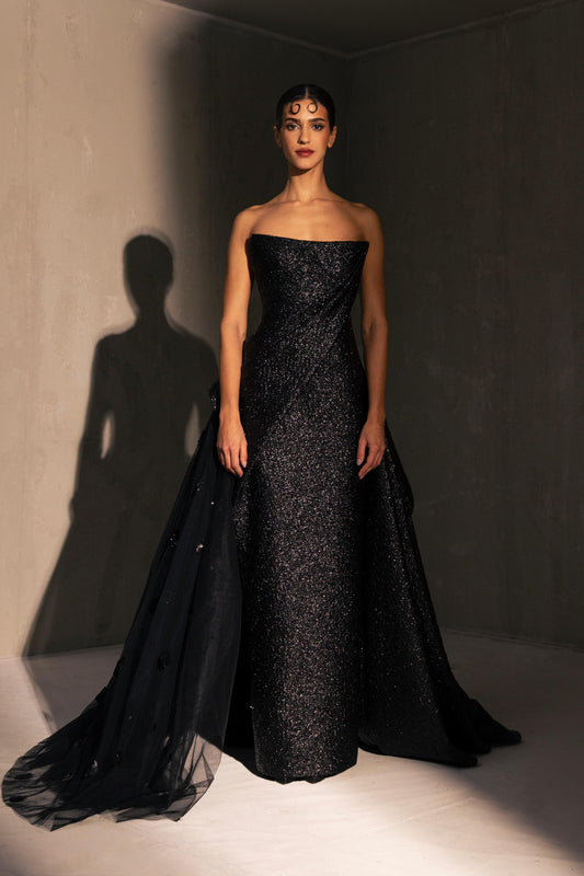 Sequin Gown with Overskirt