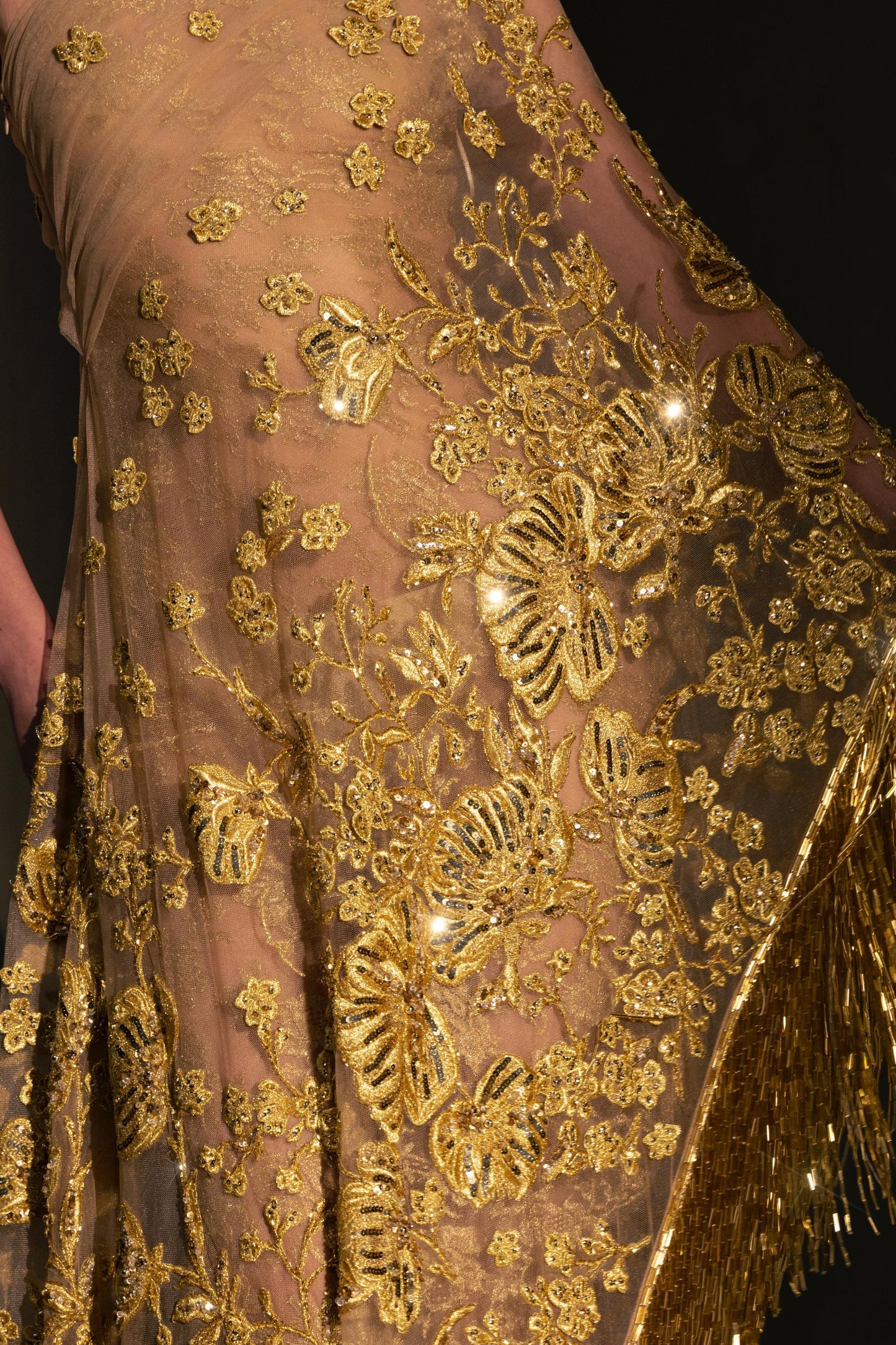 One-Shoulder Embroidered Gown
