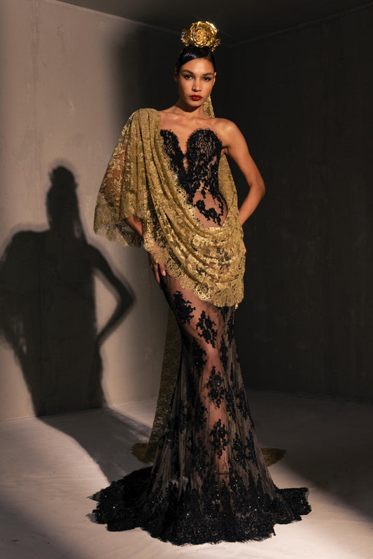Strapless Lace Mermaid Gown