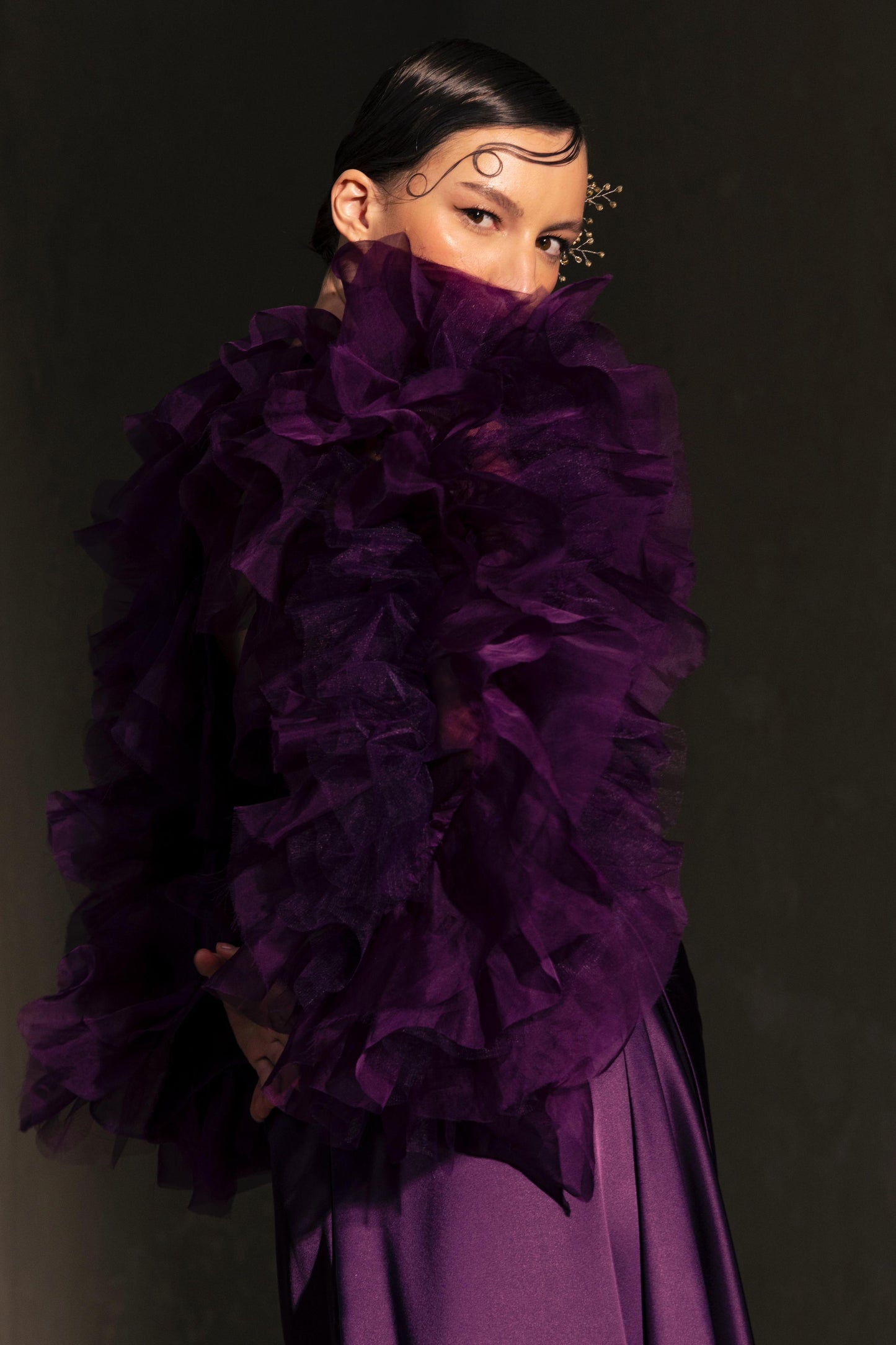 Ruffled Satin Gown
