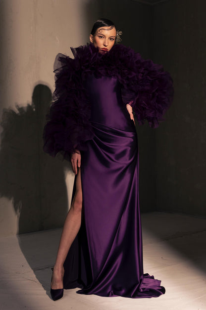 Ruffled Satin Gown