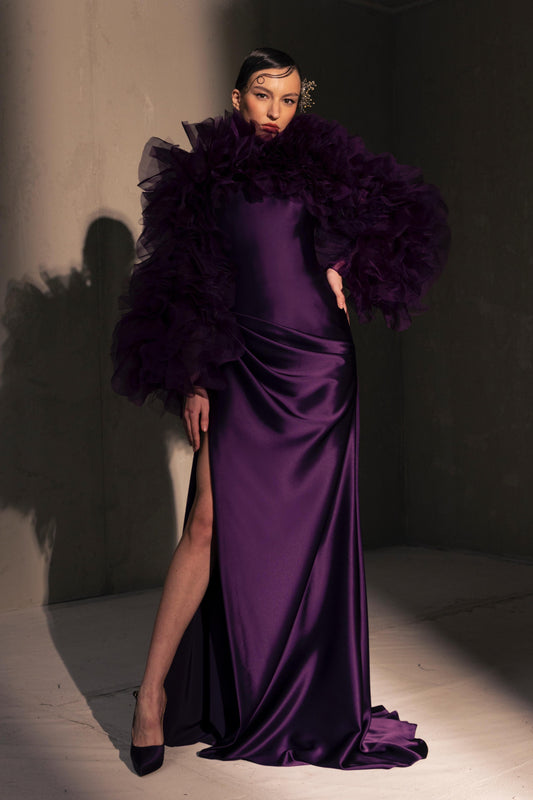 Ruffled Satin Gown