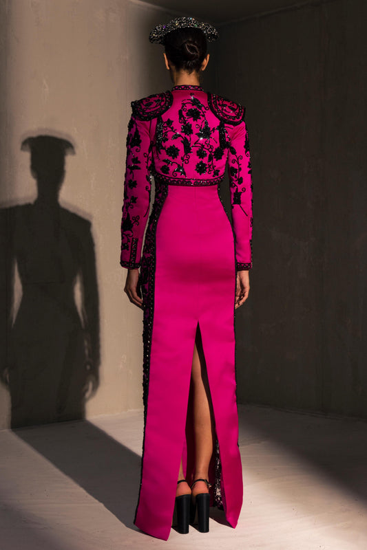 Long Sleeve Column Gown