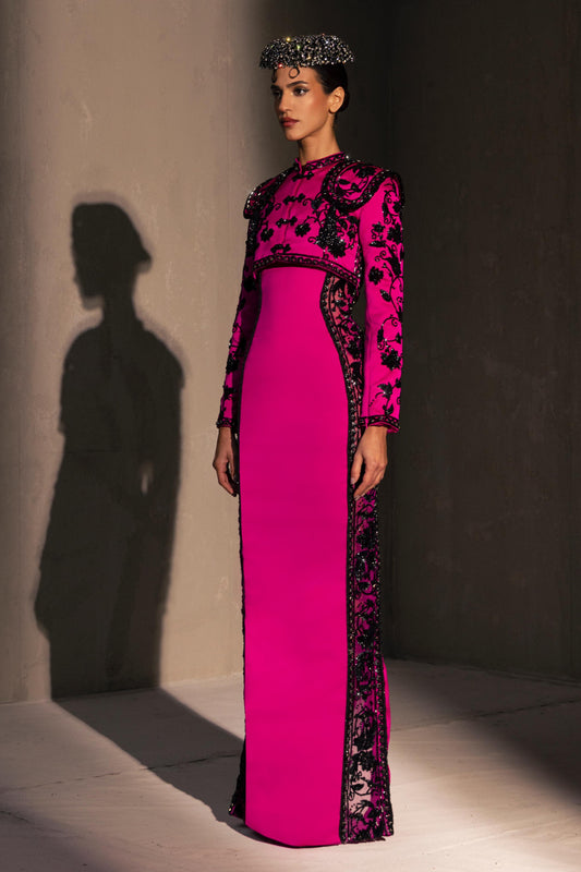 Long Sleeve Column Gown