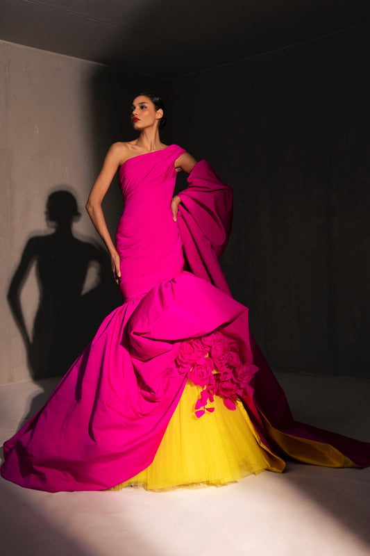 Voluminous Drop-Waisted Gown