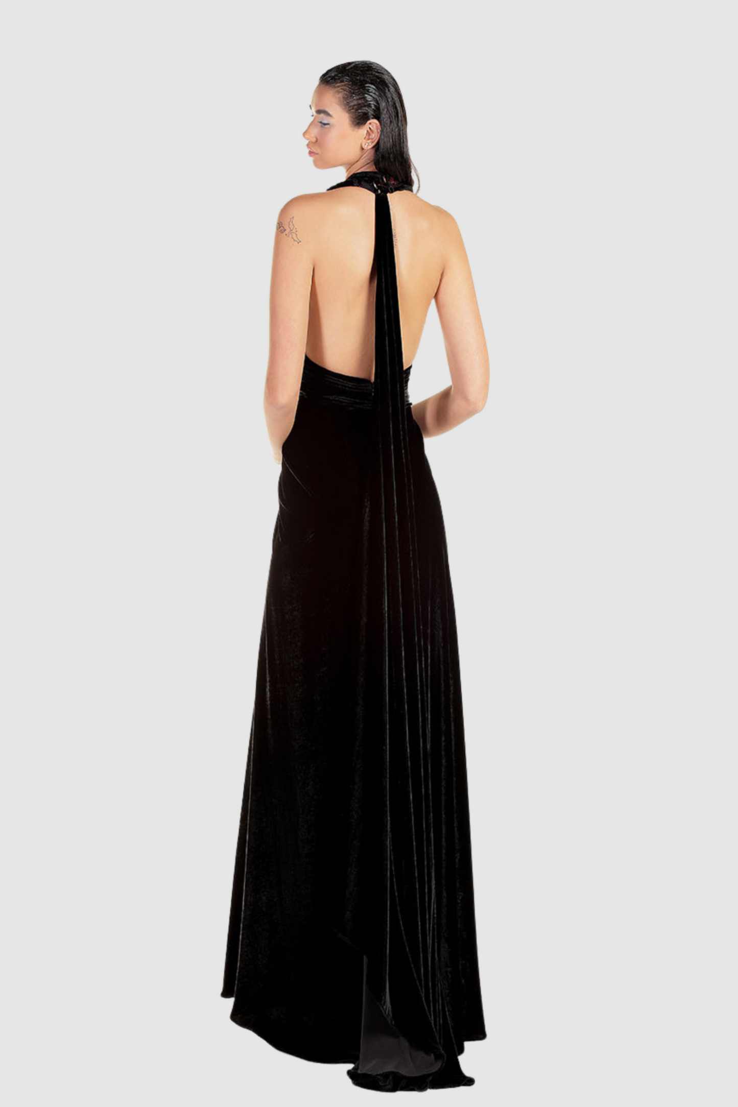 Velvet Halter-Neck Gown
