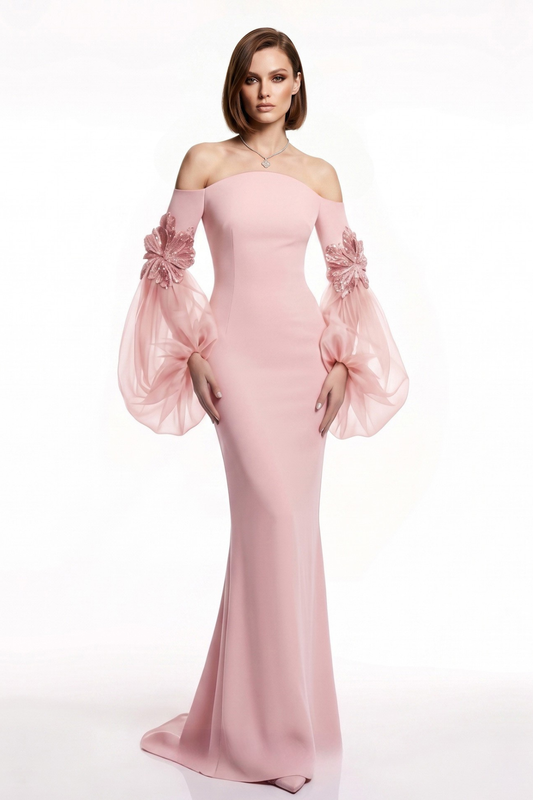 Off-Shoulder Puff Sleeve Gown