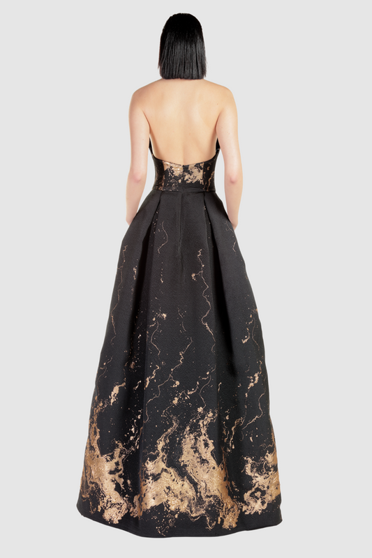 Sleeveless Marble A-Line Gown