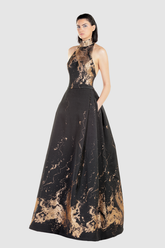 Sleeveless Marble A-Line Gown