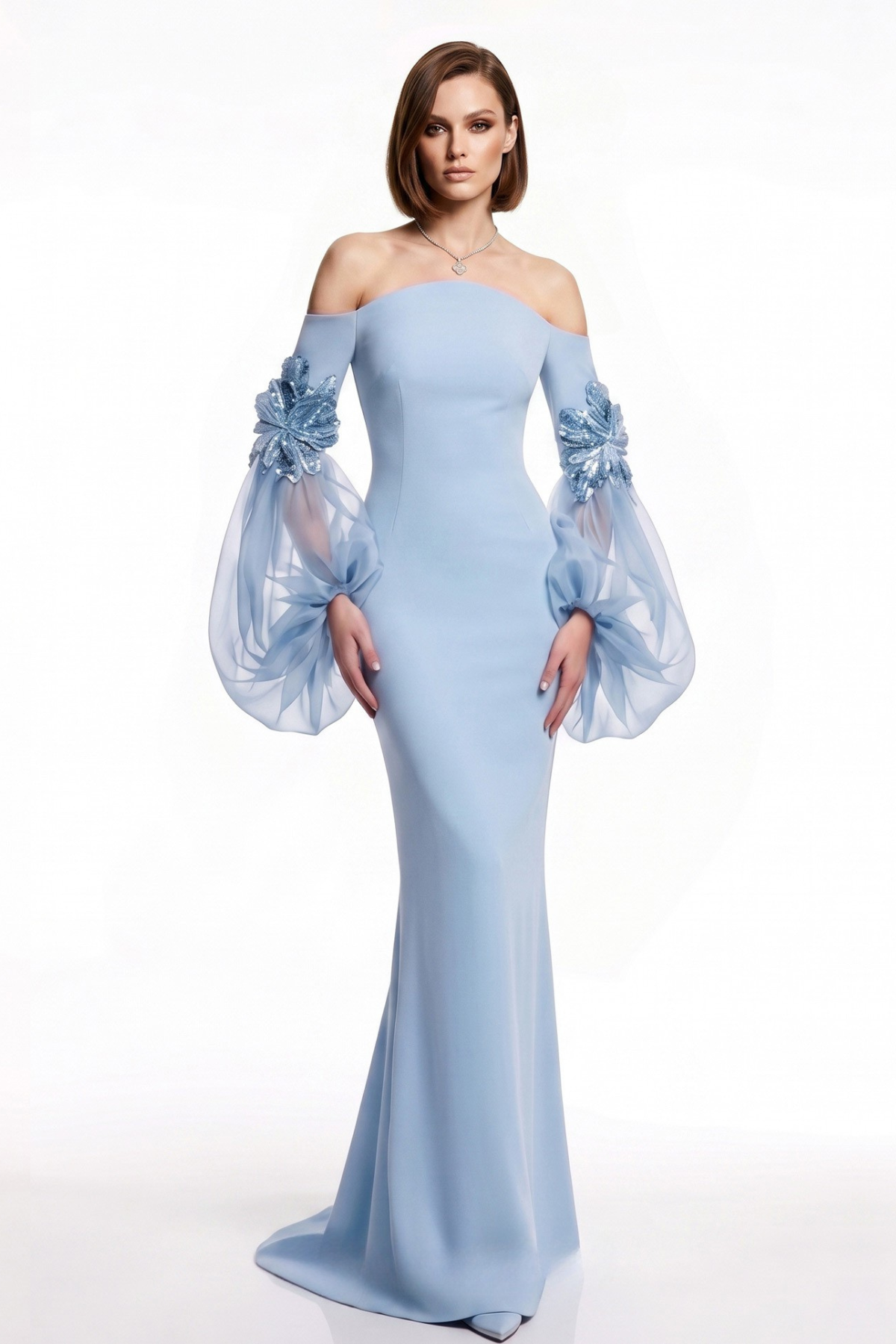 Off-Shoulder Puff Sleeve Gown