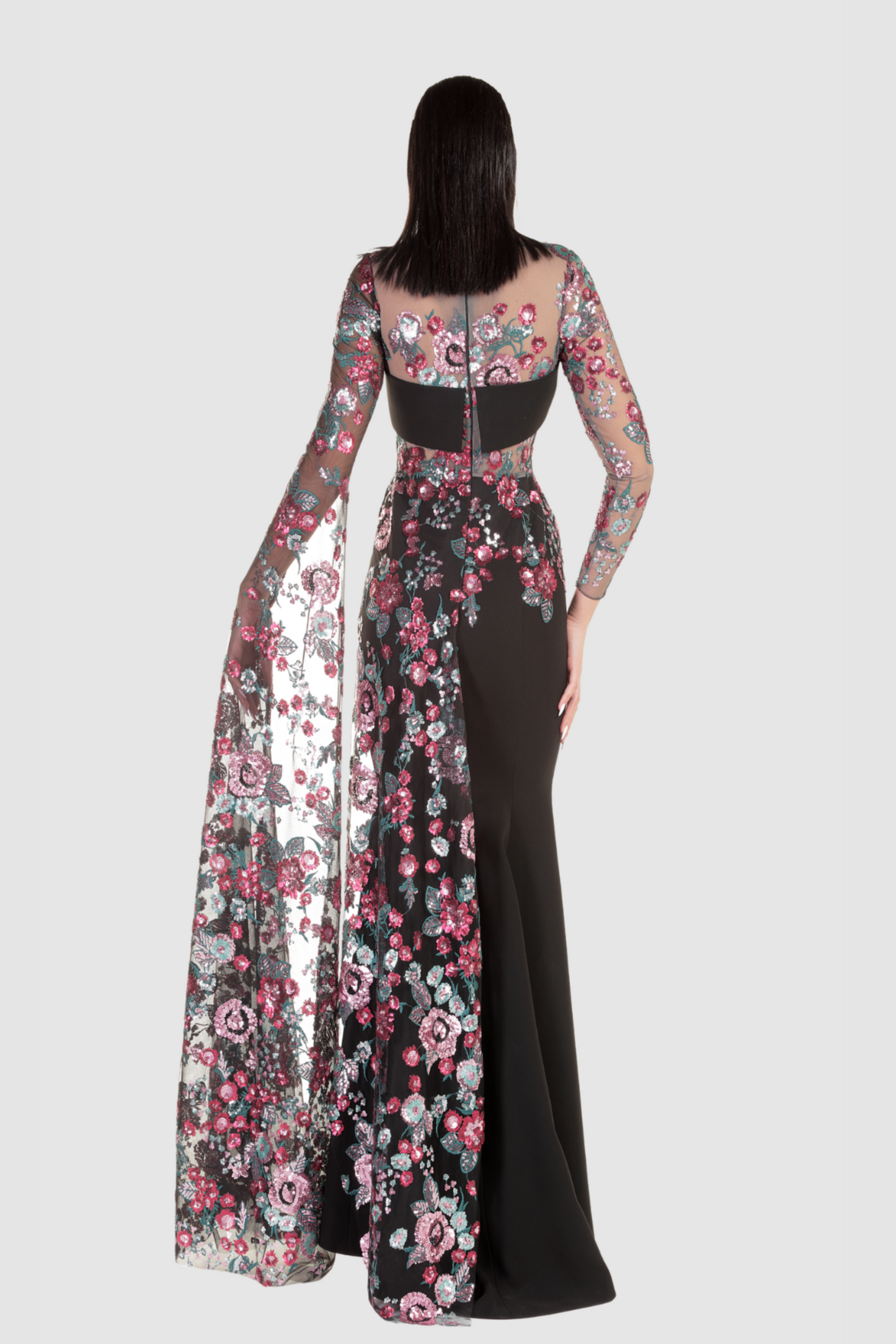 Floral Lace Embroidered Mermaid Gown