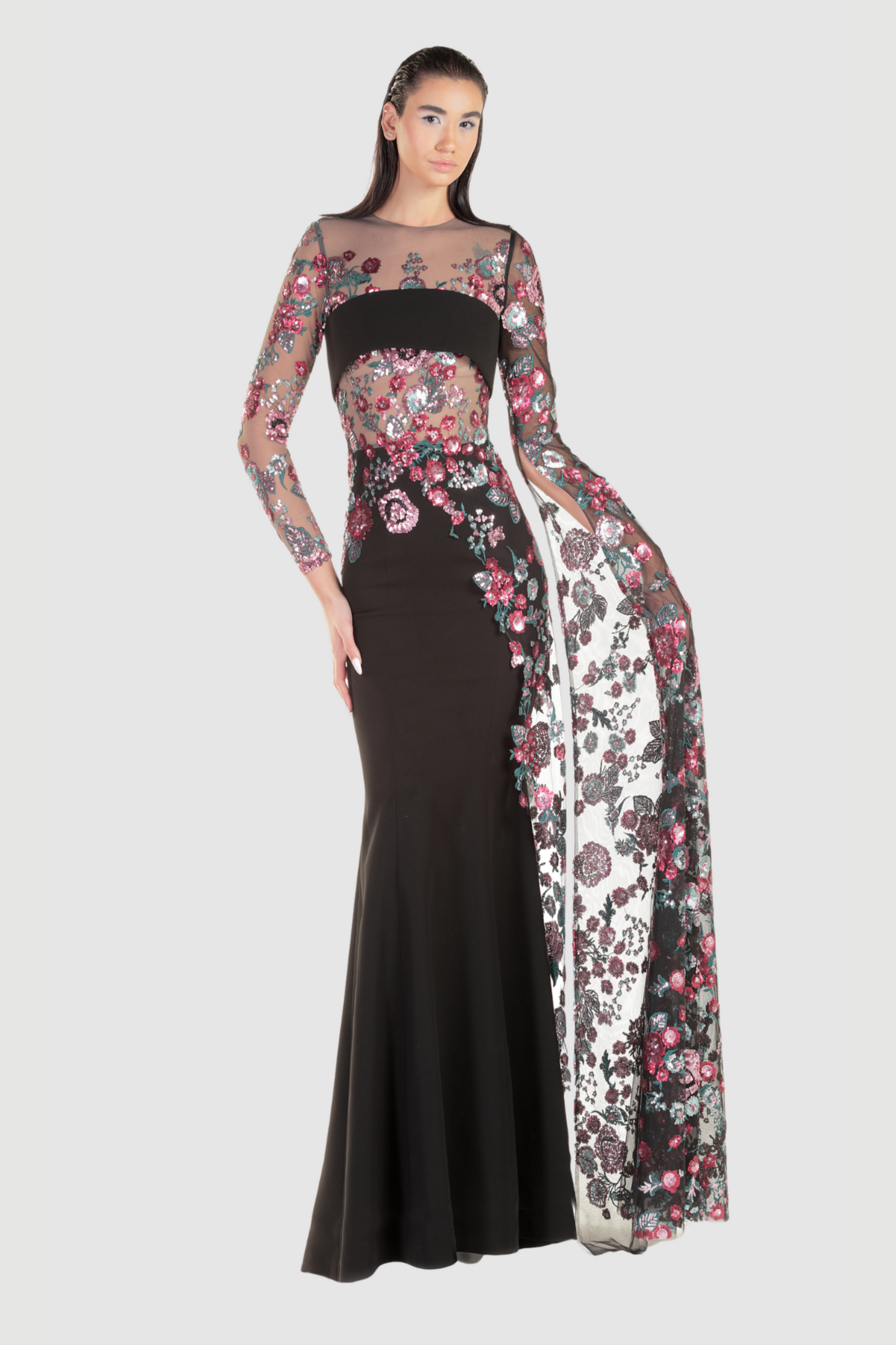 Floral Lace Embroidered Mermaid Gown