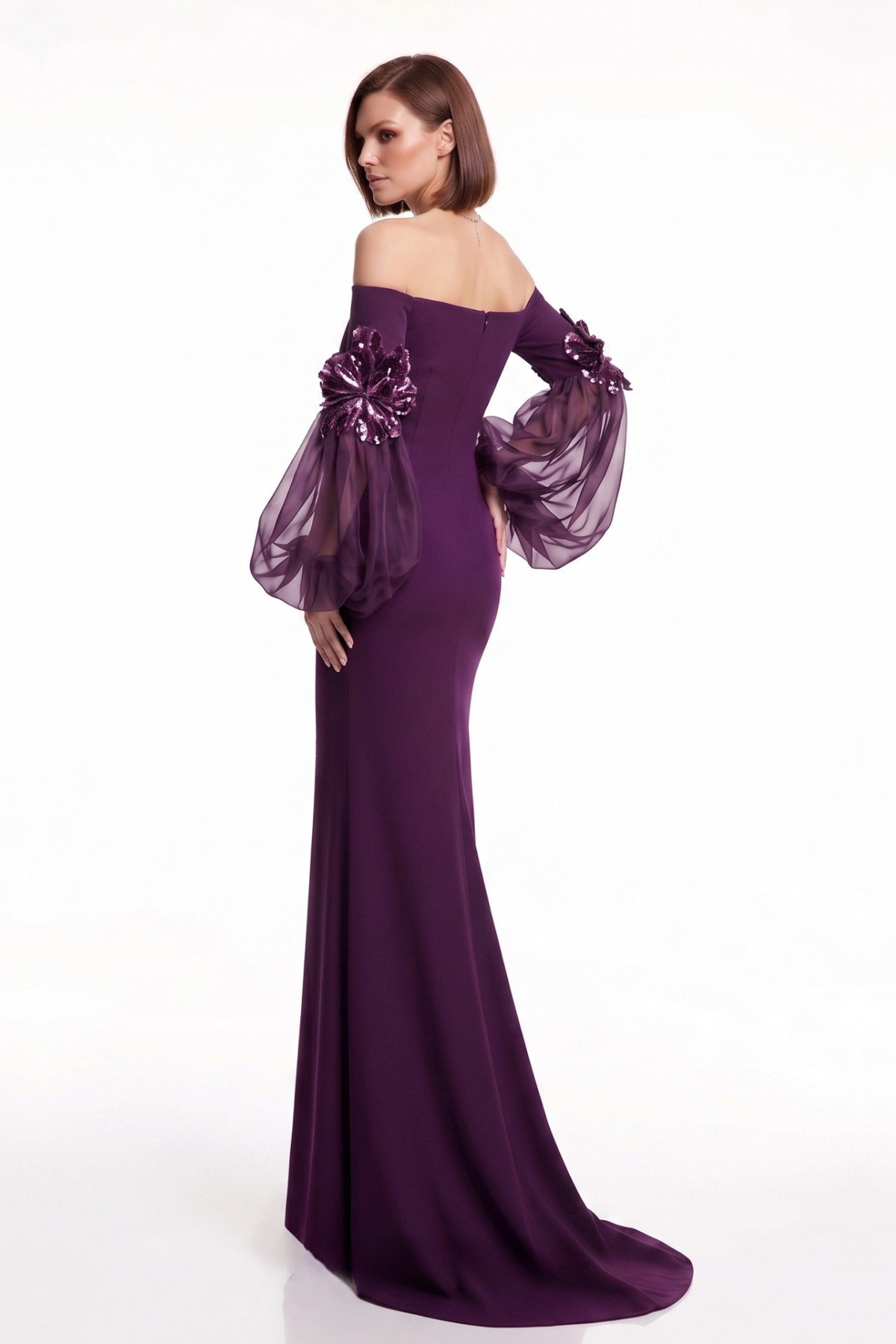Off-Shoulder Puff Sleeve Gown