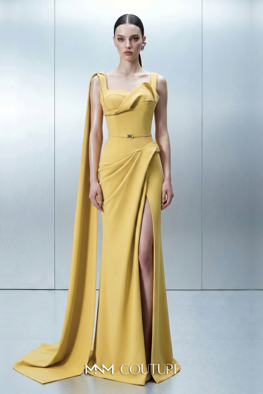 Sleeveless Sculpted Column Gown