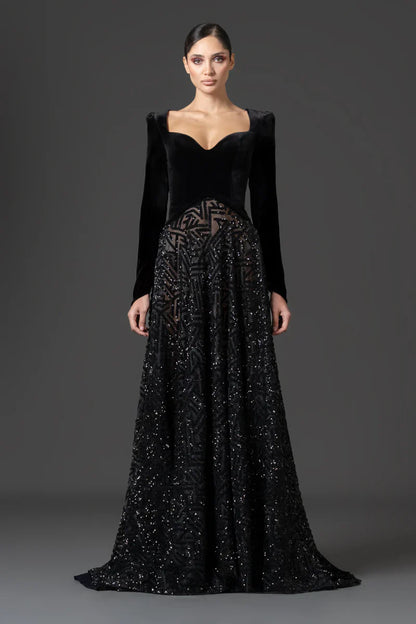 Velvet Structured Bodice Dress