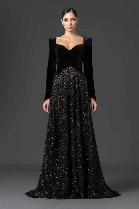 Velvet Structured Bodice Dress