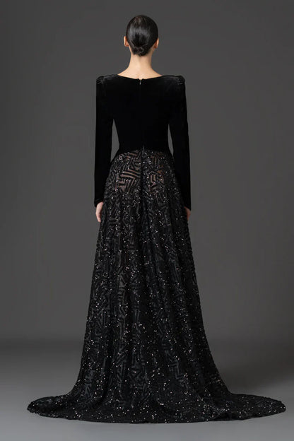 Velvet Structured Bodice Dress