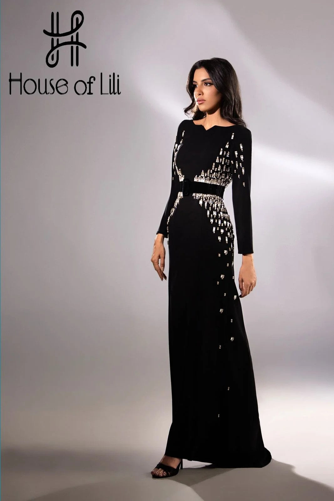 Crystal Beaded Column Gown