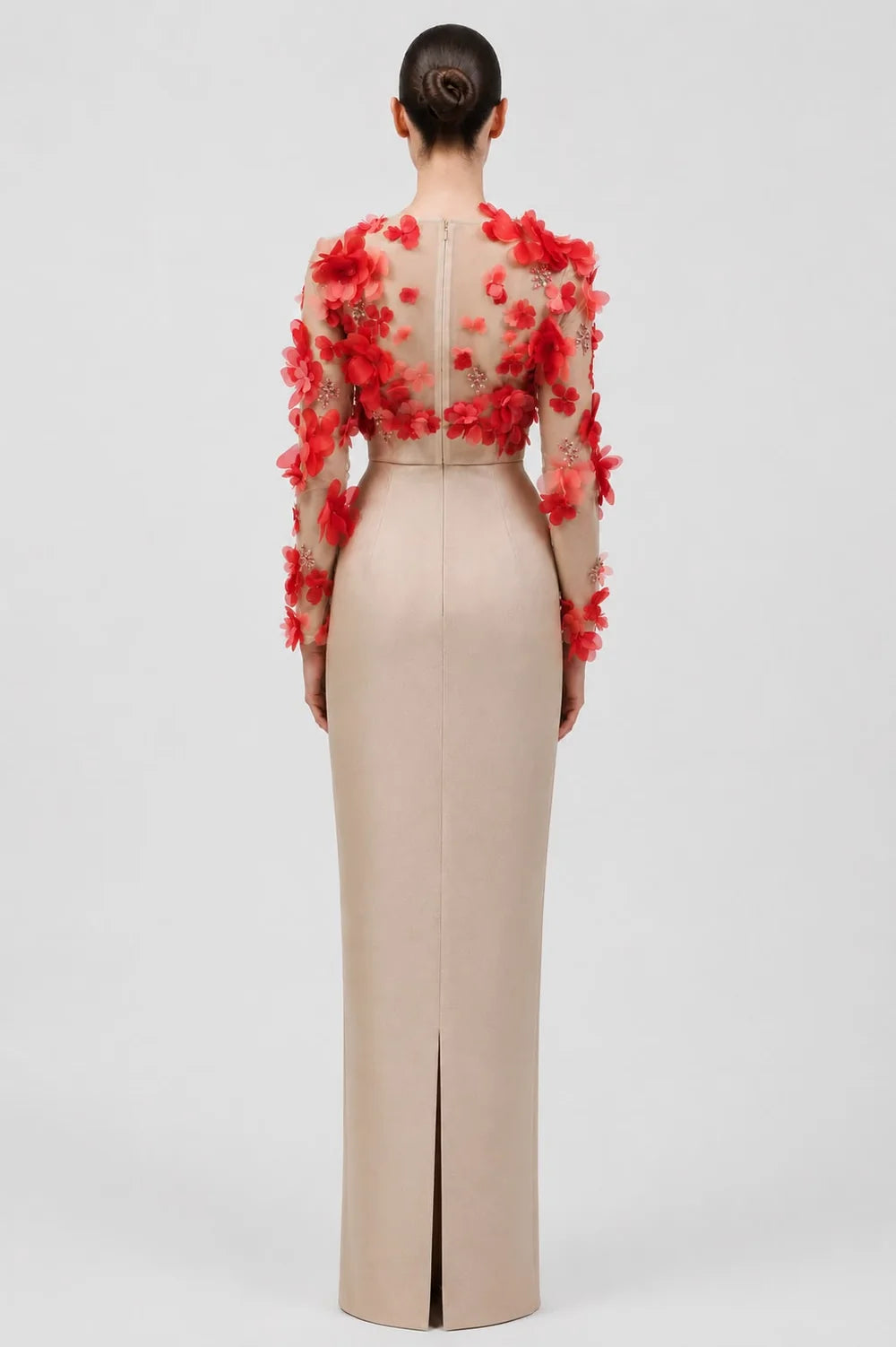Floral Appliqué Top with Full-Length Skirt
