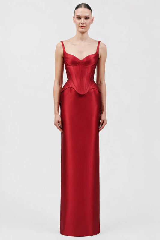 Structured Corset Top and Full-Length Skirt