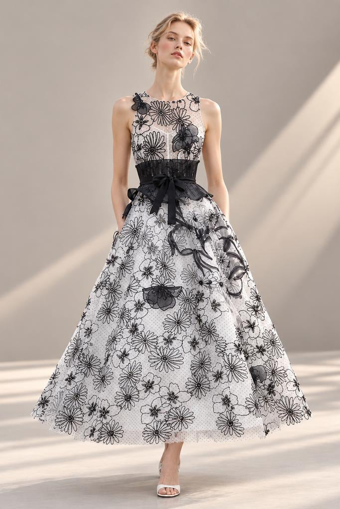 Floral Sash Midi Dress