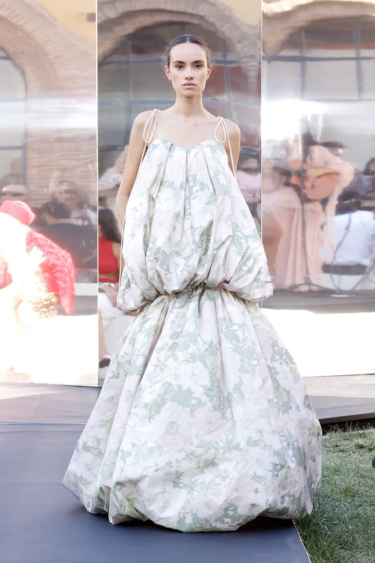 Balloon Floral Tie-Strap Gown