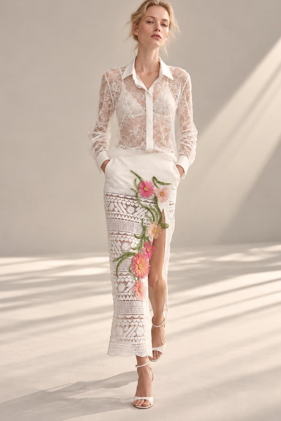 Lace Blouse Skirt Set