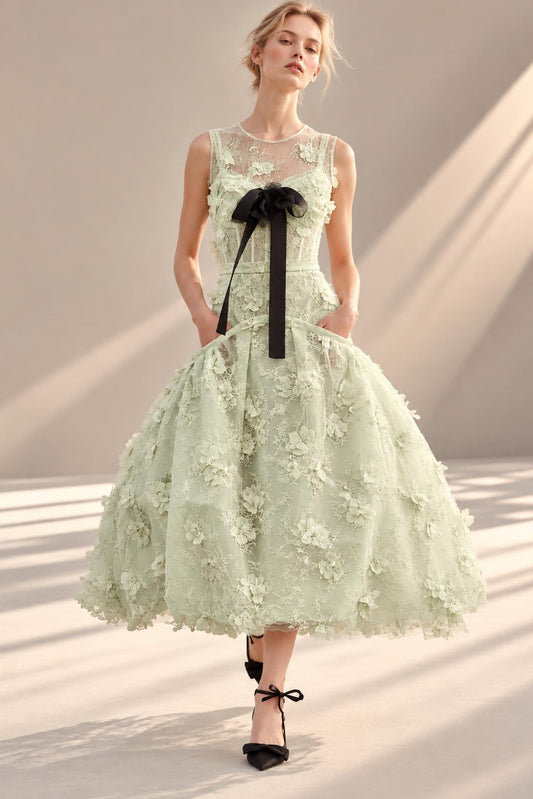 Appliqué Bow Midi Dress