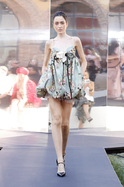 Spaghetti-Strap Balloon Mini Dress