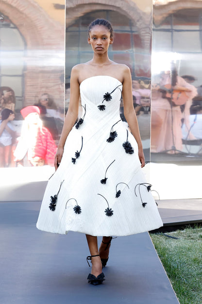Strapless Appliqué Midi Dress