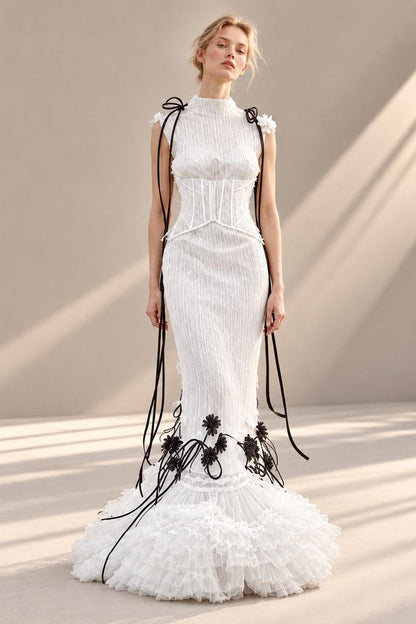 High-Neck Corset Mermaid Gown