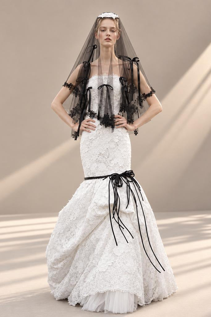 Lace Mermaid Veil Gown