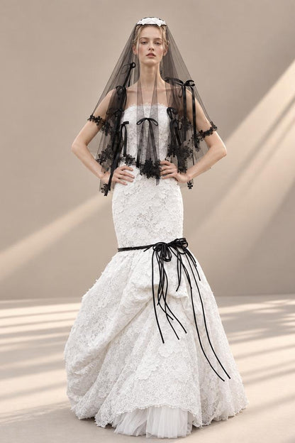Lace Mermaid Veil Gown