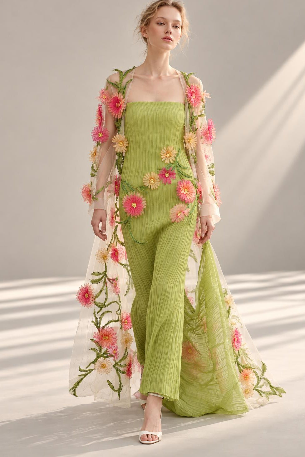 Daisy Appliqué Coat Gown