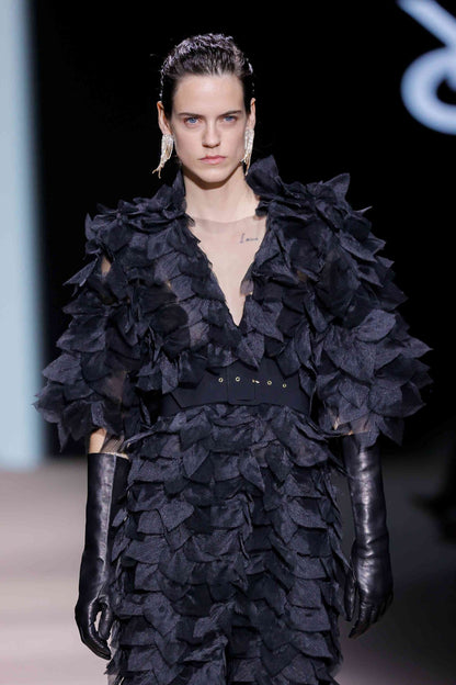 Feather Appliqué Tulle Coat