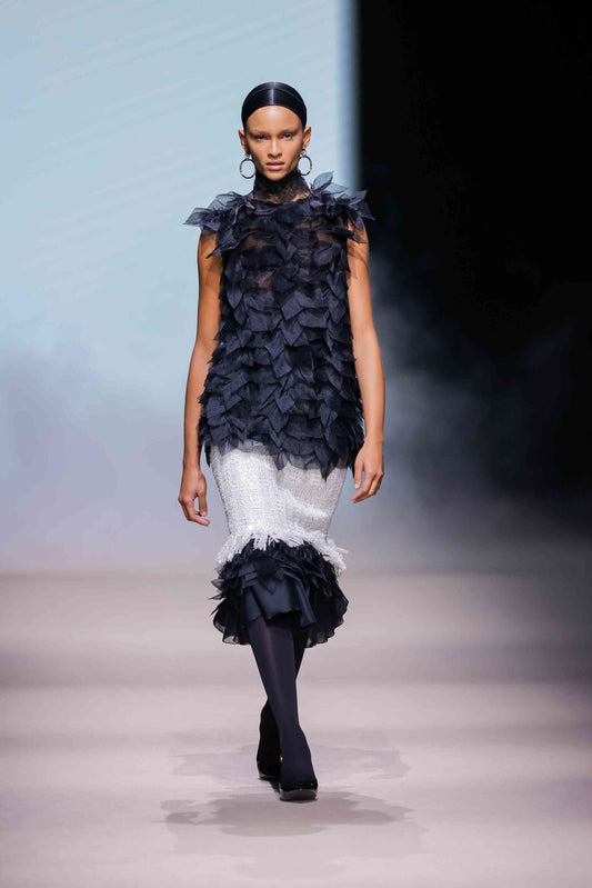 Feather Tulle Two-Piece Midi Set
